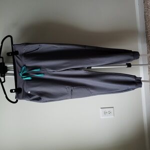 Figs Womwn's Charcoal Joggers with Teal Drawstring